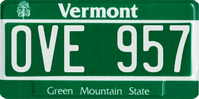VT license plate OVE957