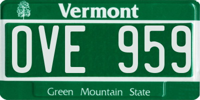 VT license plate OVE959