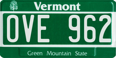 VT license plate OVE962