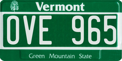 VT license plate OVE965