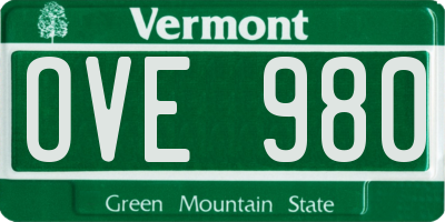 VT license plate OVE980