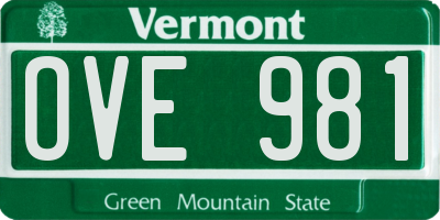 VT license plate OVE981