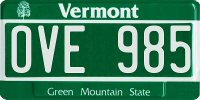 VT license plate OVE985