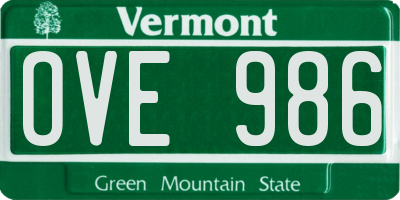 VT license plate OVE986