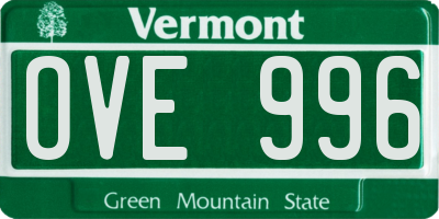 VT license plate OVE996