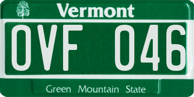 VT license plate OVF046