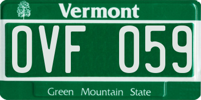 VT license plate OVF059