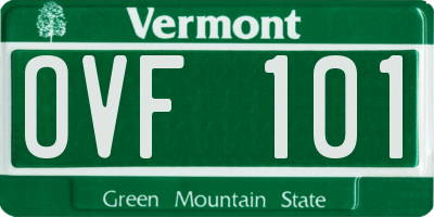 VT license plate OVF101