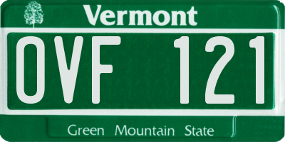 VT license plate OVF121
