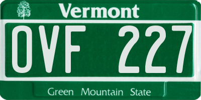 VT license plate OVF227