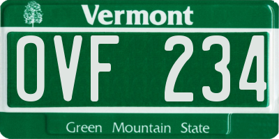 VT license plate OVF234