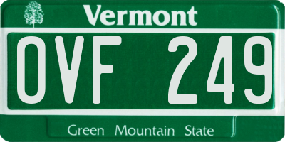 VT license plate OVF249