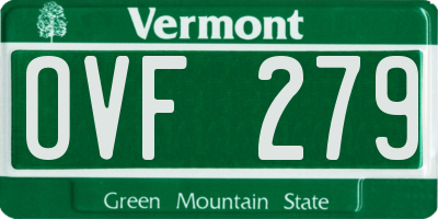 VT license plate OVF279