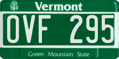 VT license plate OVF295