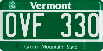 VT license plate OVF330