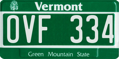 VT license plate OVF334