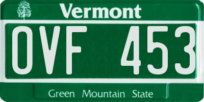 VT license plate OVF453