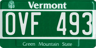 VT license plate OVF493