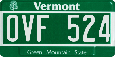 VT license plate OVF524