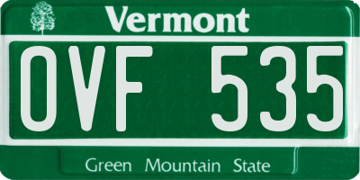 VT license plate OVF535