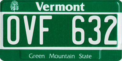VT license plate OVF632