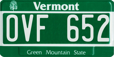 VT license plate OVF652