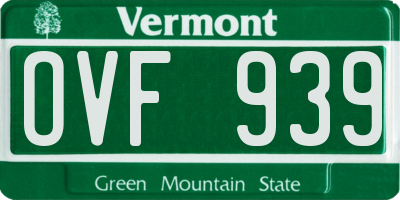 VT license plate OVF939