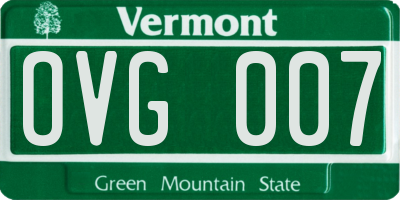 VT license plate OVG007