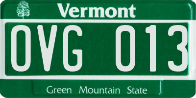 VT license plate OVG013