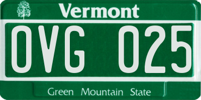 VT license plate OVG025