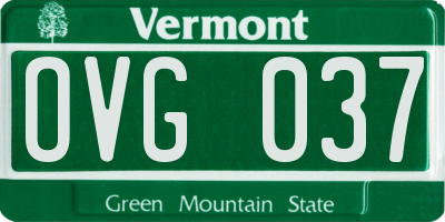 VT license plate OVG037