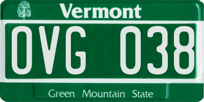 VT license plate OVG038
