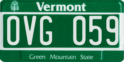 VT license plate OVG059