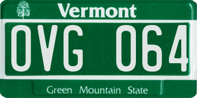 VT license plate OVG064
