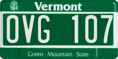 VT license plate OVG107