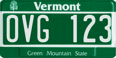VT license plate OVG123