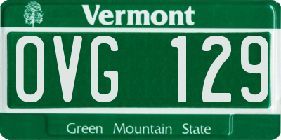 VT license plate OVG129