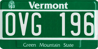 VT license plate OVG196