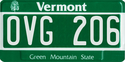 VT license plate OVG206