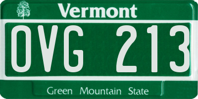 VT license plate OVG213