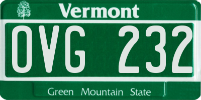 VT license plate OVG232