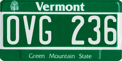 VT license plate OVG236