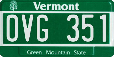 VT license plate OVG351