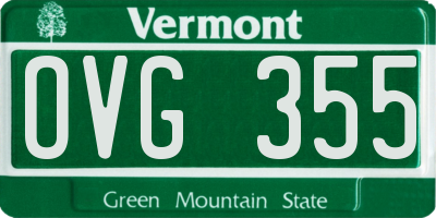 VT license plate OVG355