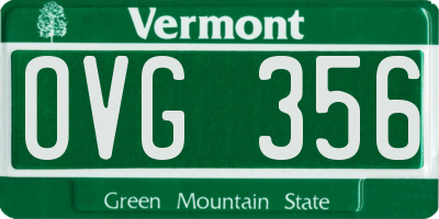 VT license plate OVG356