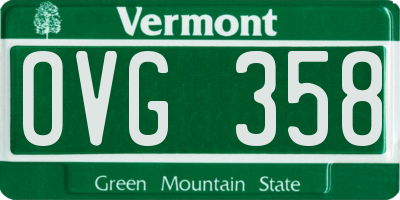 VT license plate OVG358