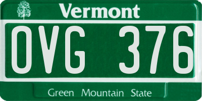 VT license plate OVG376