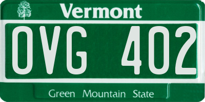 VT license plate OVG402