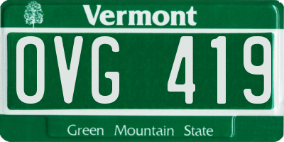 VT license plate OVG419