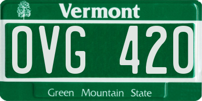 VT license plate OVG420